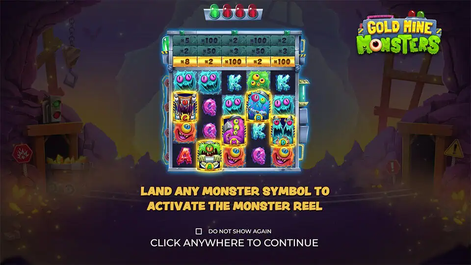 Feature explanation screen showing that landing any monster symbol activates the Monster Reel mechanic.