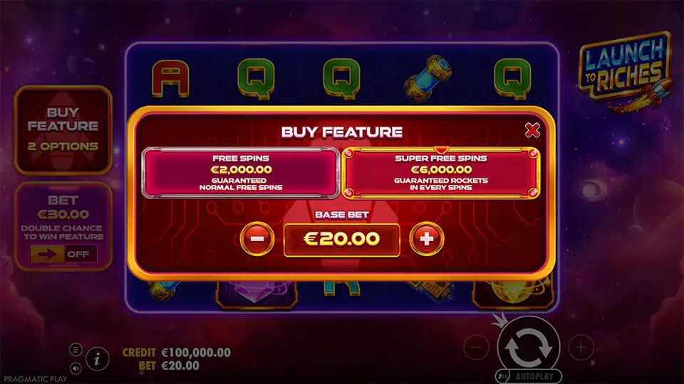 Launch to Riches slot bonus buy