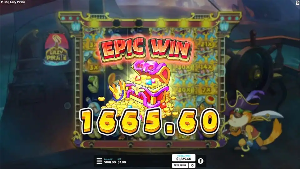 Lazy Pirate slot big win