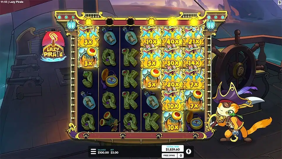 Lazy Pirate slot feature wild multiplier