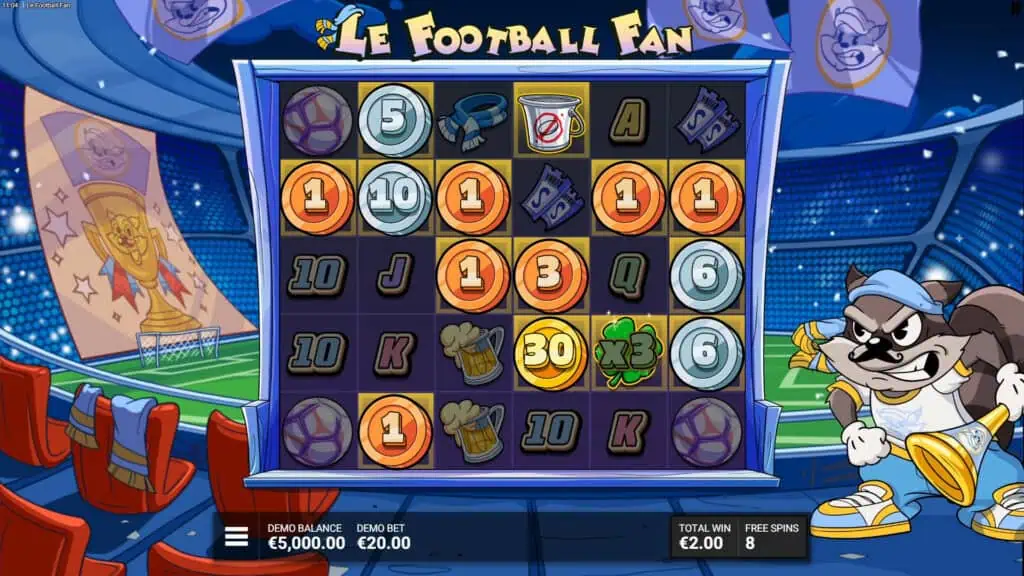 Le Football Fan slot feature coin symbol