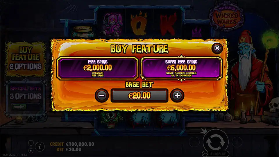 Mr Nulls Wicked Wares slot bonus buy