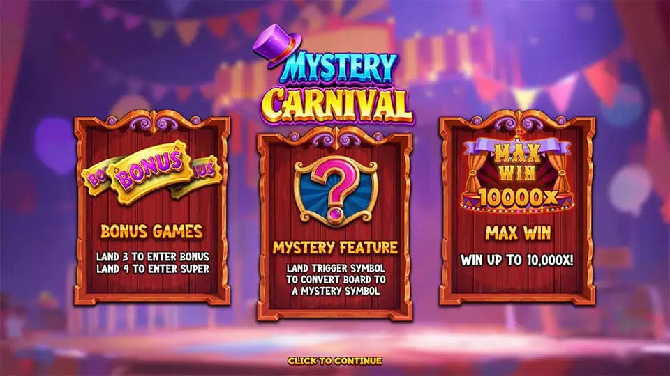 Mystery Carnival slot intro screen