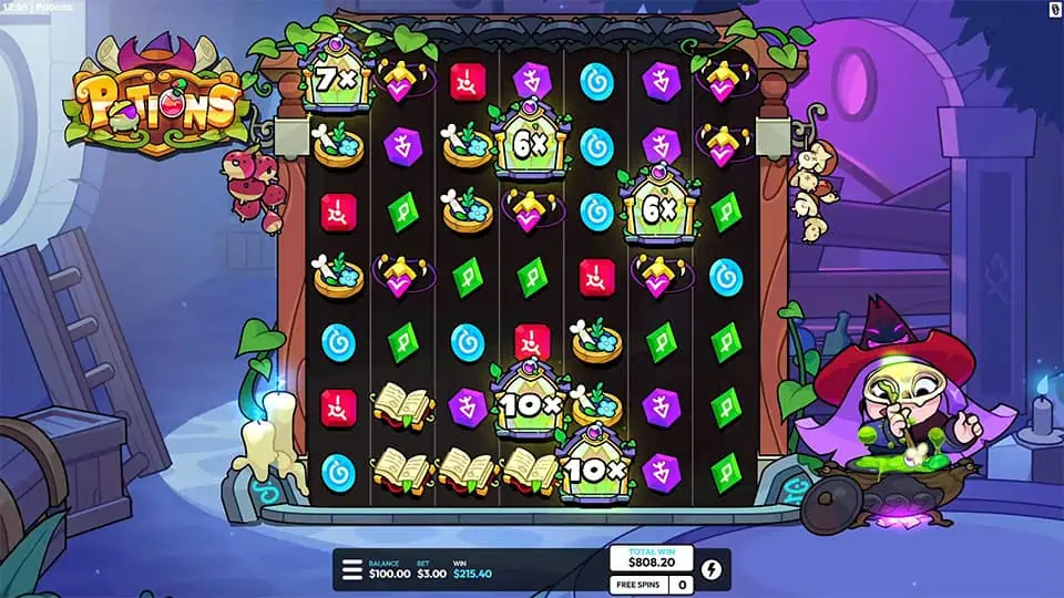 Gameplay showing glowing Multiplier Wild symbols locked in place with multipliers like 6x, 7x, and 10x across the reels.