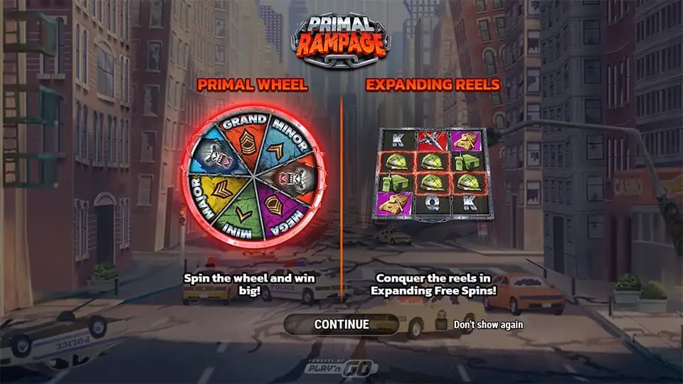 Primal Rampage slot intro screen