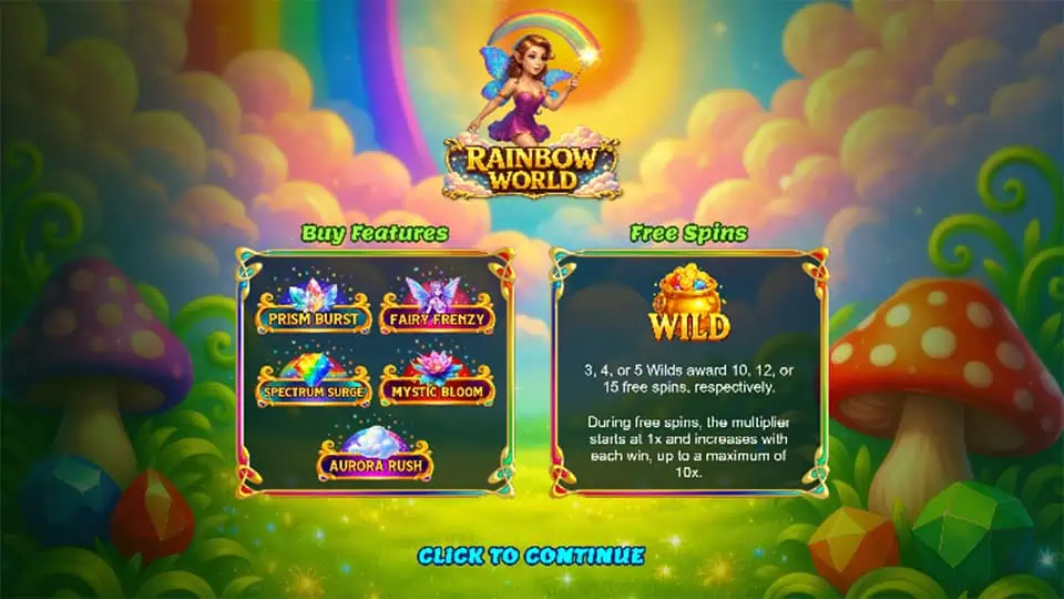 Rainbow World slot intro screen