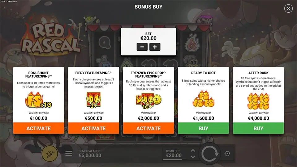 Red Rascal slot bonus buy