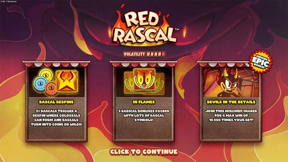 Red Rascal slot intro screen