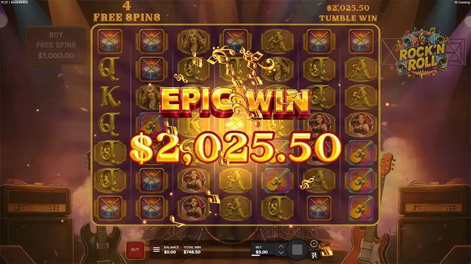 Rock N Roll slot big win