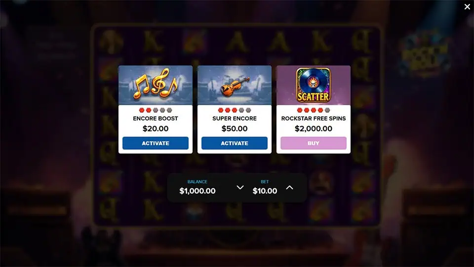 Rock N Roll slot bonus buy