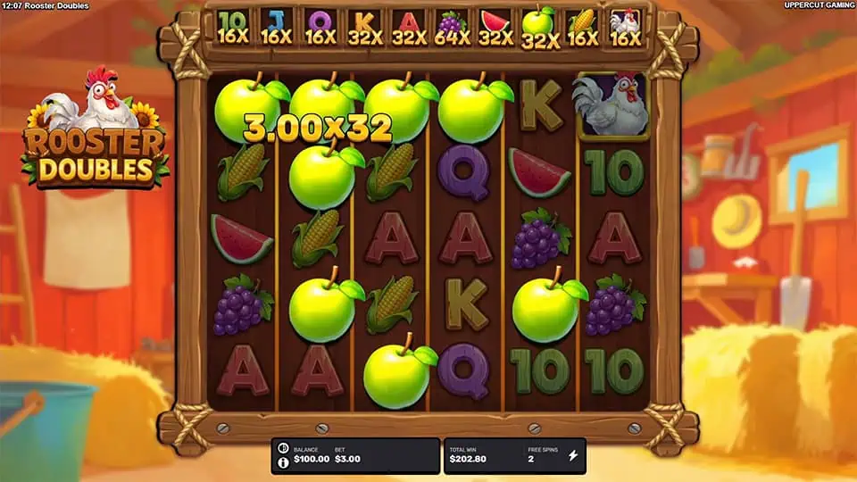 Rooster Doubles slot feature double multiplier