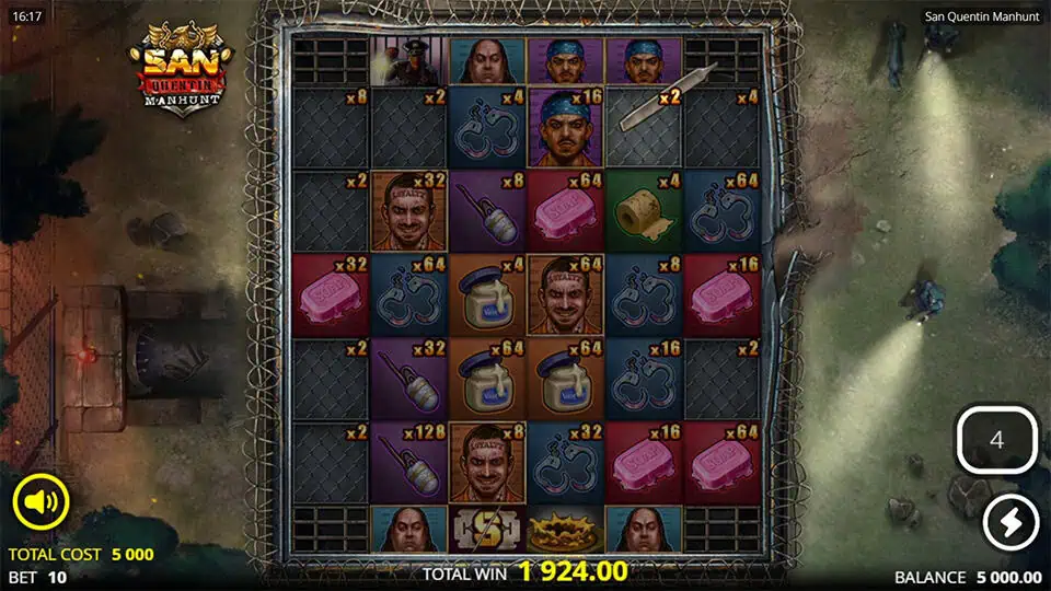 San Quentin Manhunt slot feature cake buster