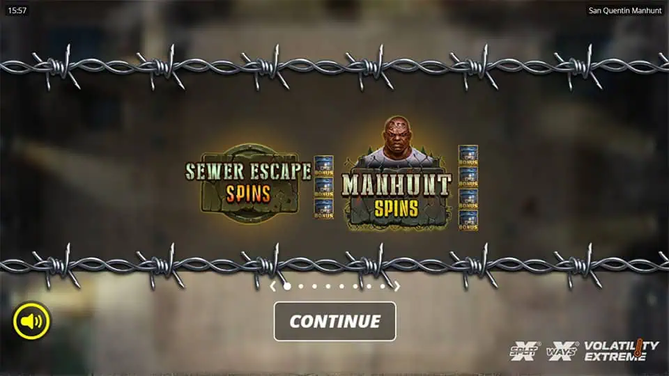 San Quentin Manhunt slot intro screen