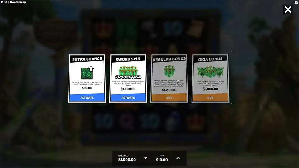 Sword Drop slot bonus buy