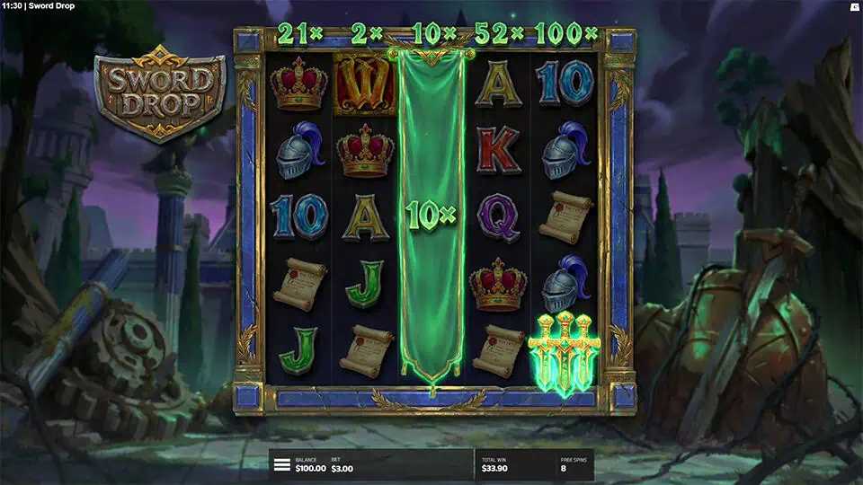 Sword Drop slot feature expanding wild