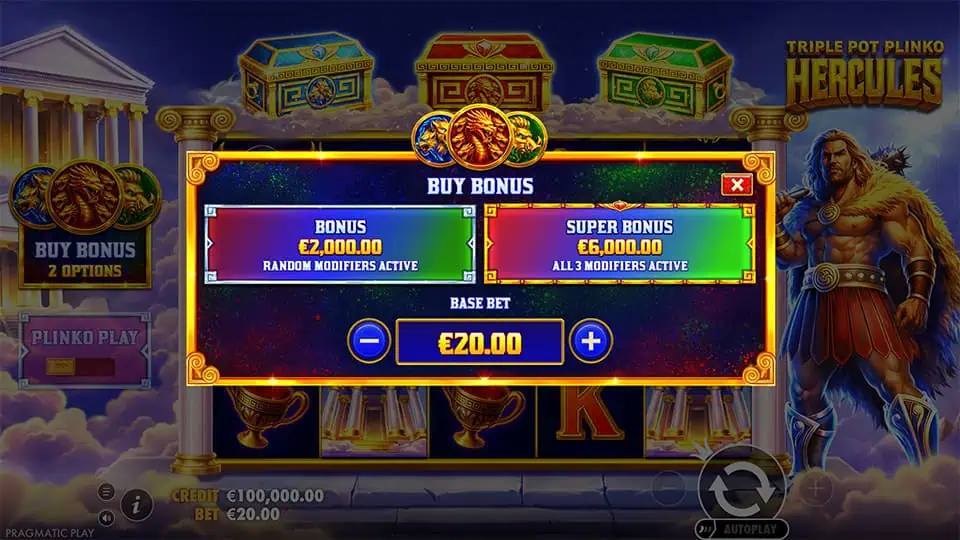 Triple Pot Plinko Hercules slot bonus buy