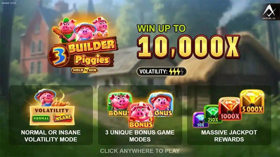 3 Builder Piggies slot intro screen