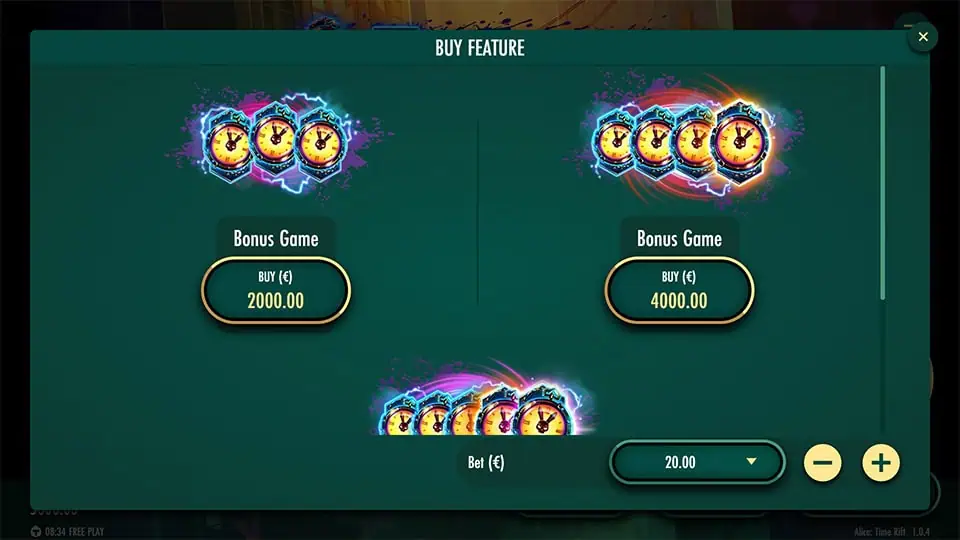 Alice Time Rift slot bonus buy
