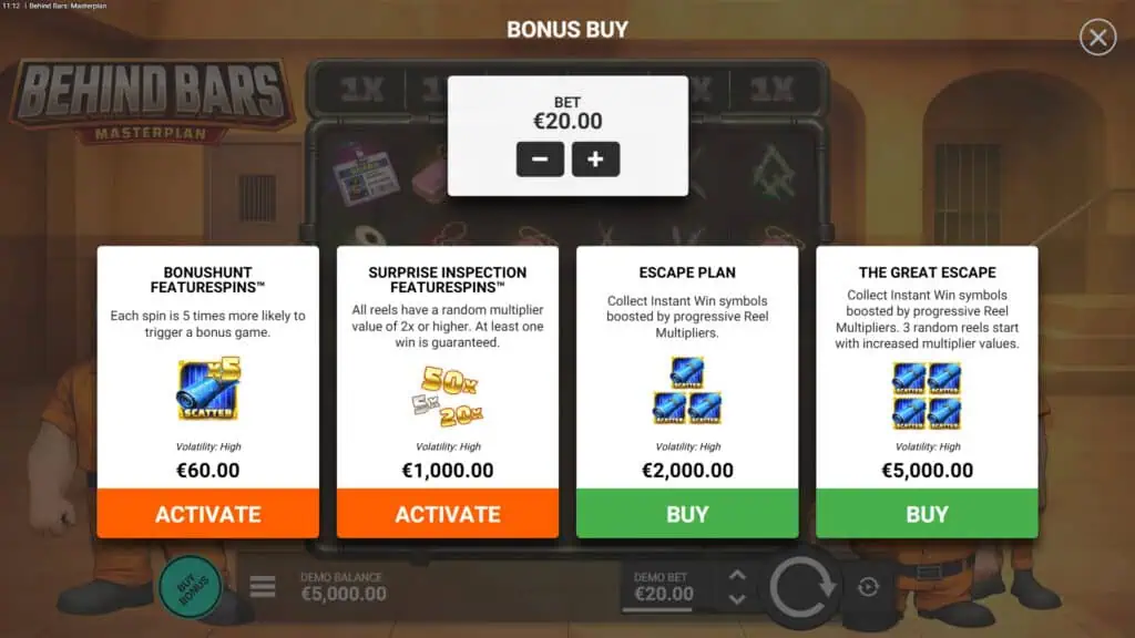 Behind Bars Masterplan slot bonus buy