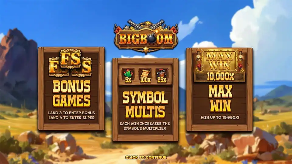 Big Boom slot intro screen