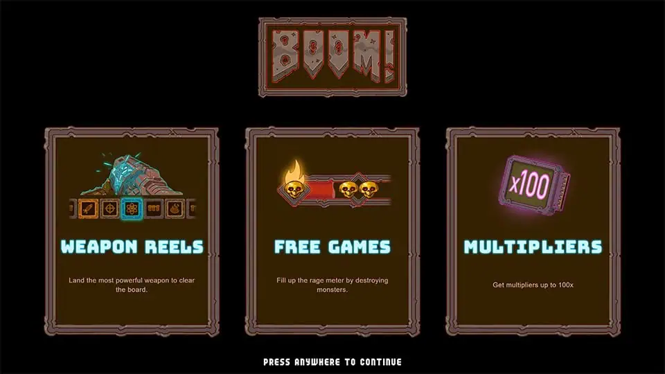 Boom slot intro screen