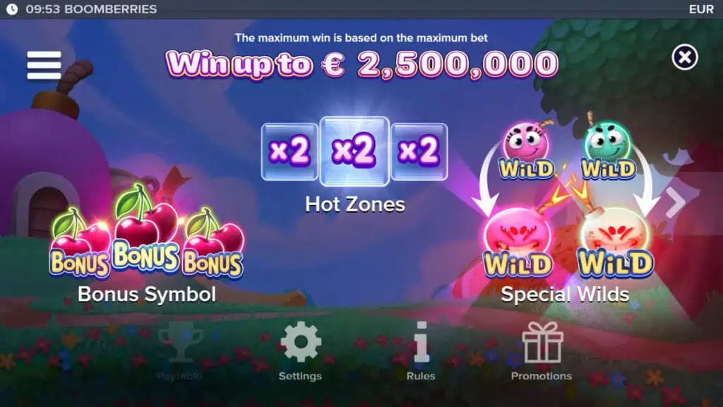 Boomberries slot intro screen