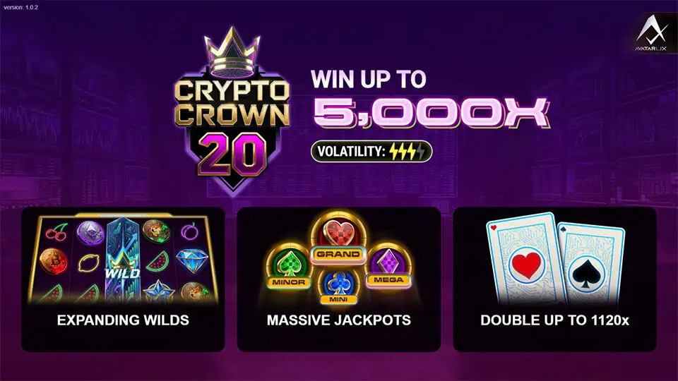 Crypto Crown 20 slot intro screen