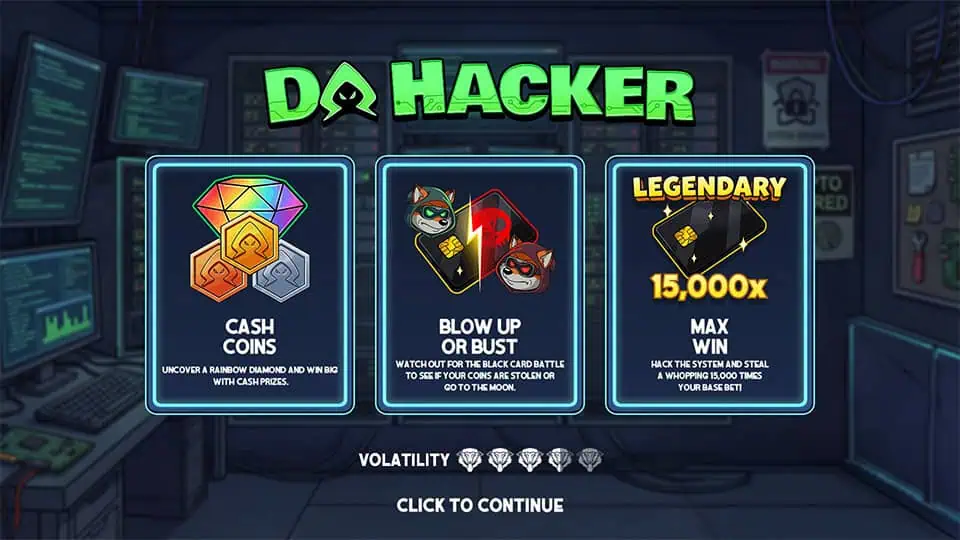 Da Hacker slot intro screen