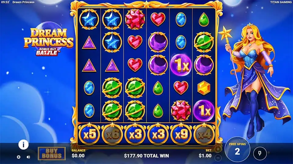 Dream Princess slot feature global multiplier