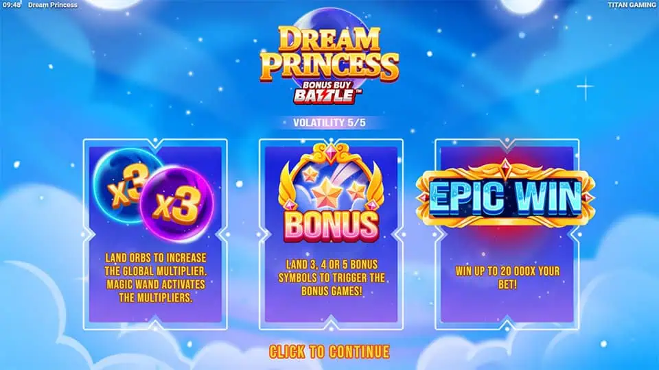 Dream Princess slot intro screen