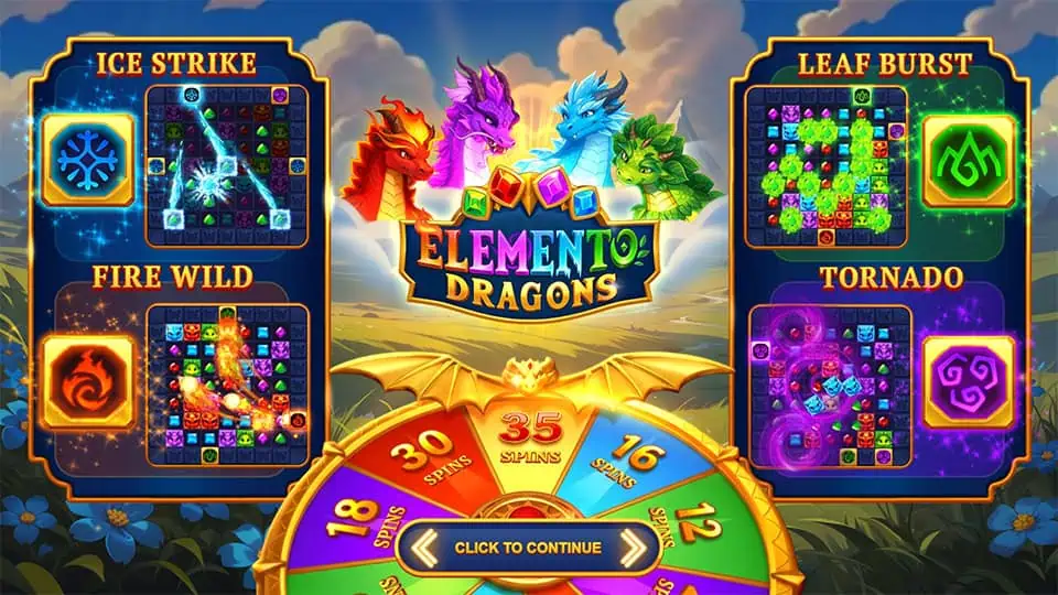 Elemento Dragons slot intro screen
