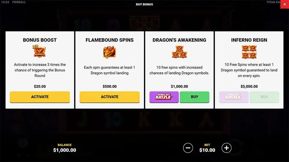 Fireball slot bonus buy