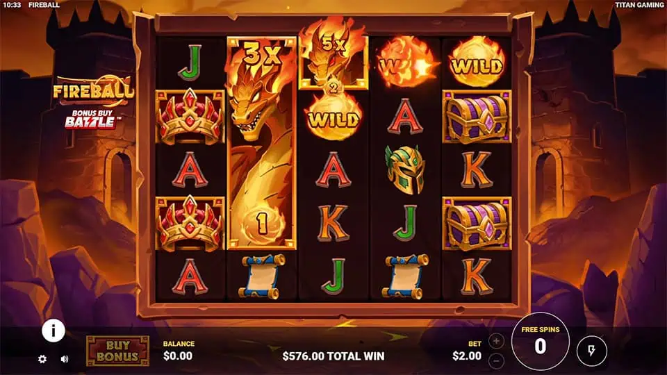 Fireball slot feature wild