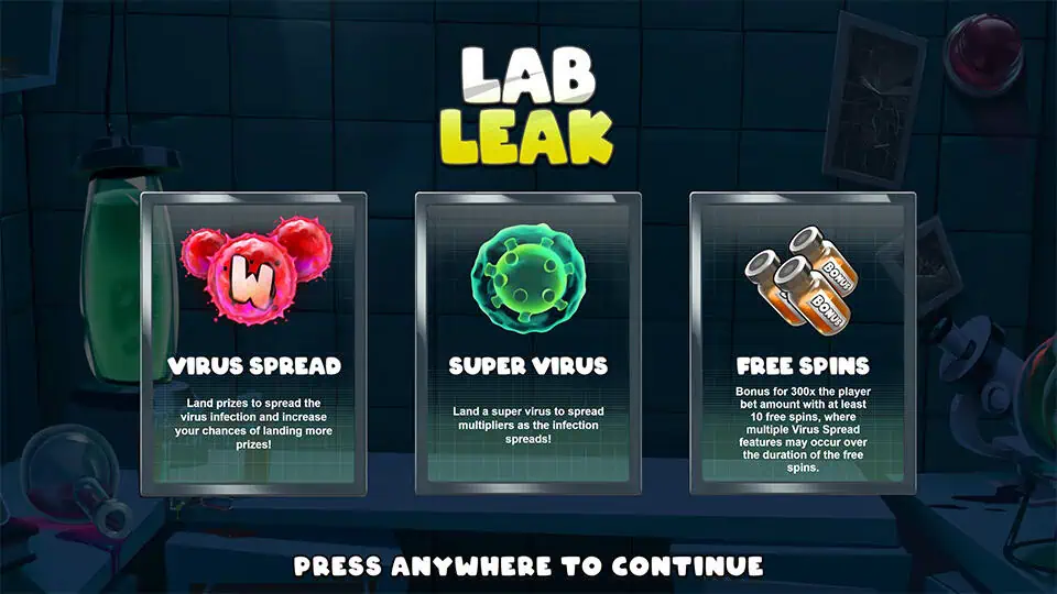 Lab Leak slot intro screen