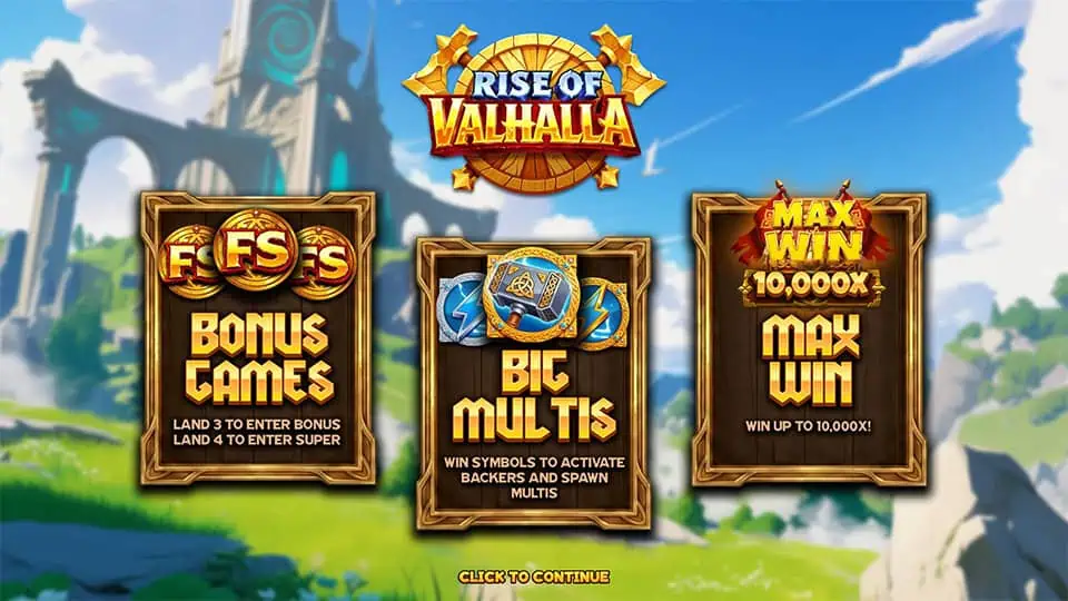 Rise of Valhalla slot intro screen 1