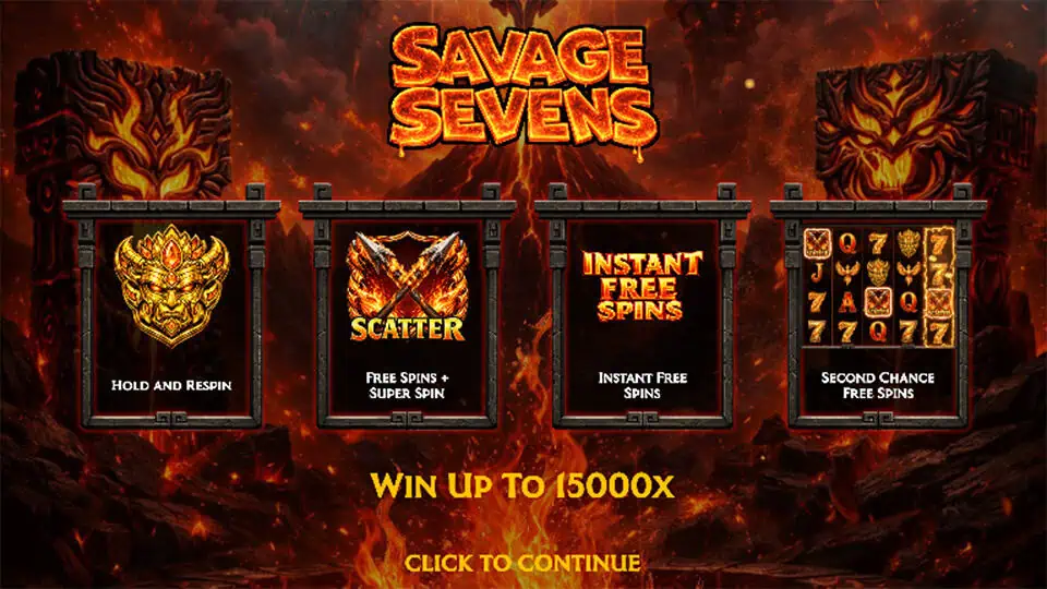 Savage Sevens slot intro screen