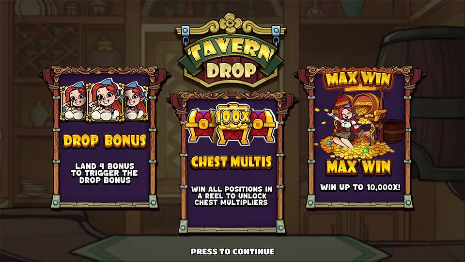 Tavern Drop slot intro screen