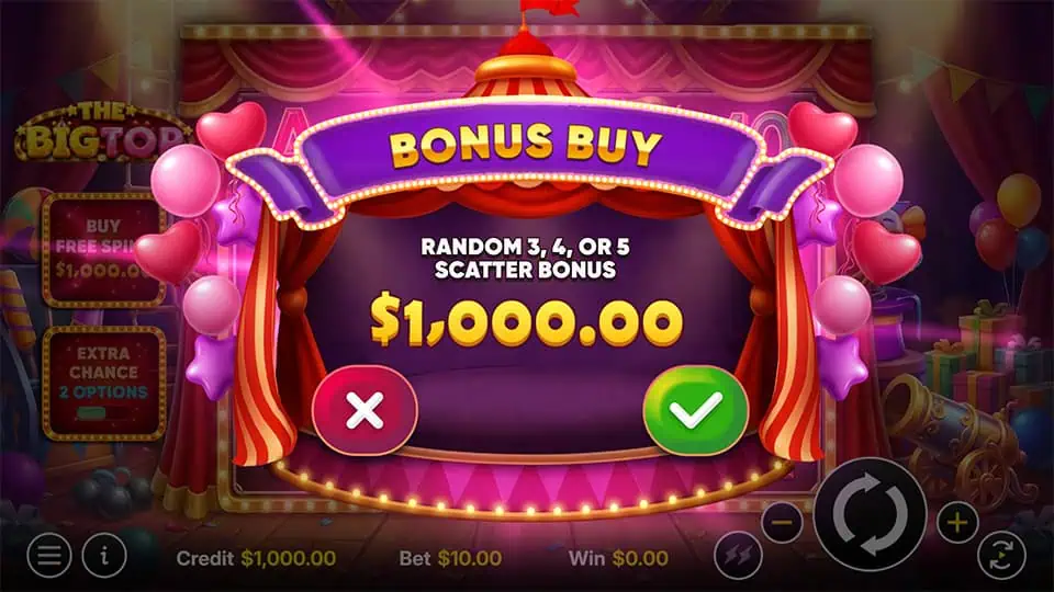 The Big Top slot bonus buy