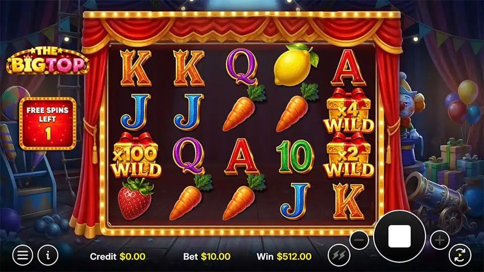 The Big Top slot feature wild multiplier