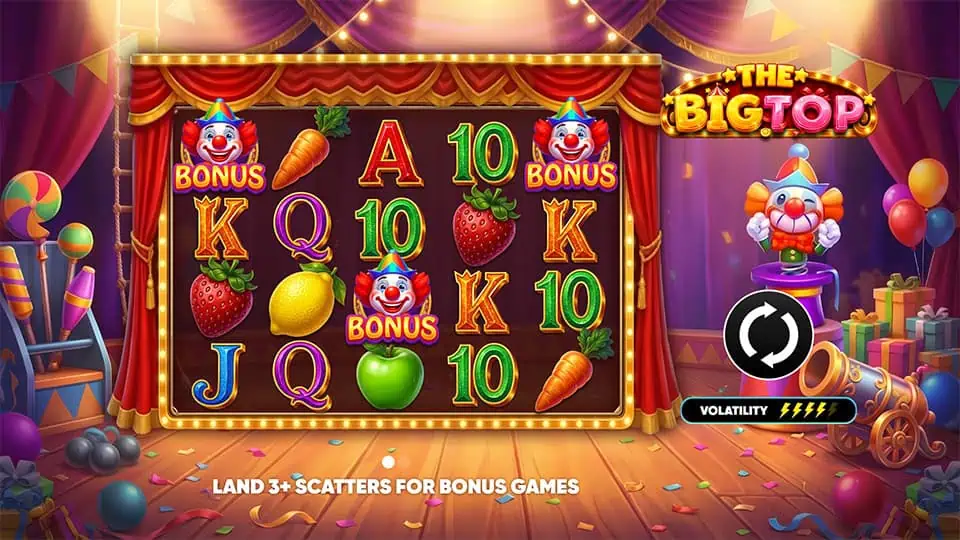 The Big Top slot intro screen