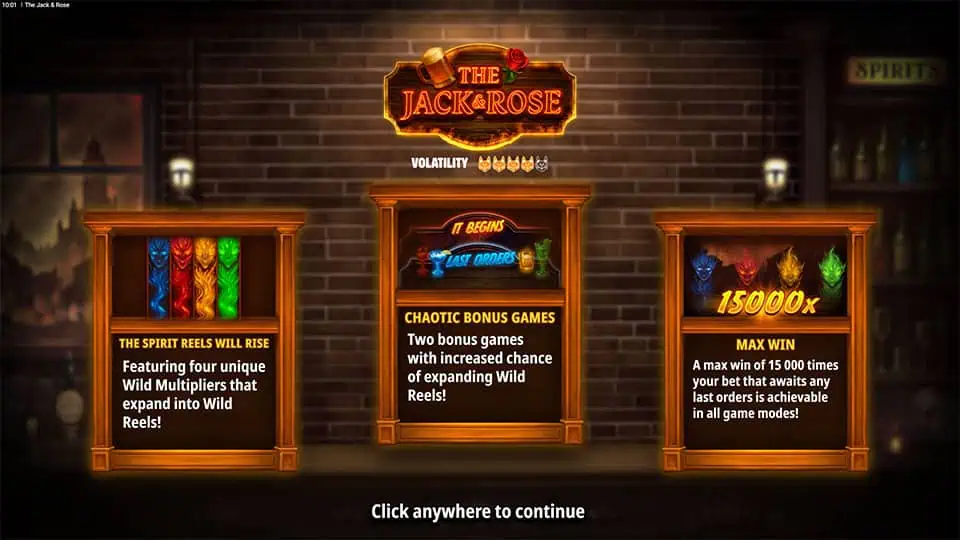 The Jack Rose slot intro screen