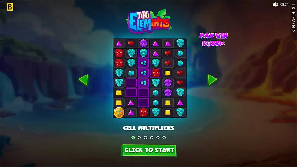 Tiki Elements slot intro screen