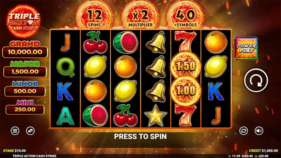 Triple Action Cash Strike slot game preview