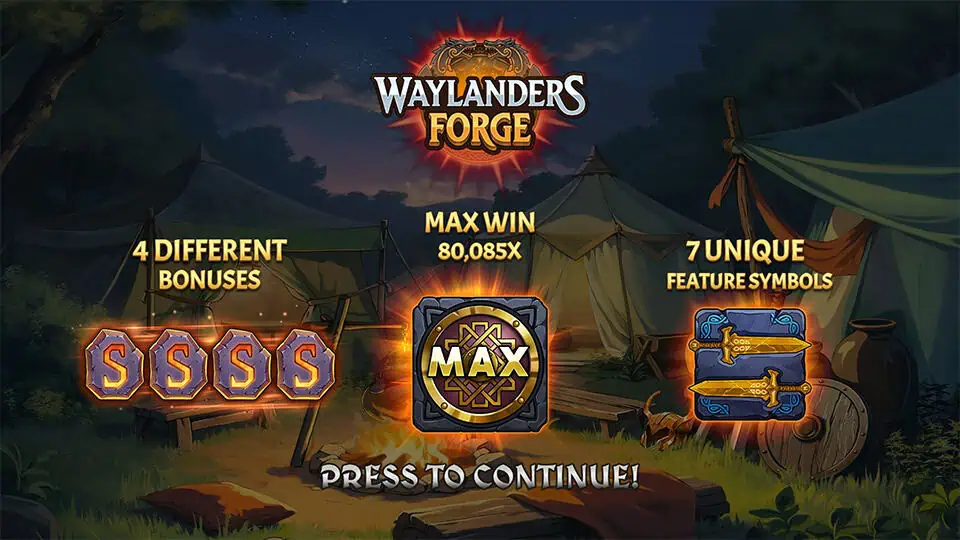 Waylanders Forge slot intro screen