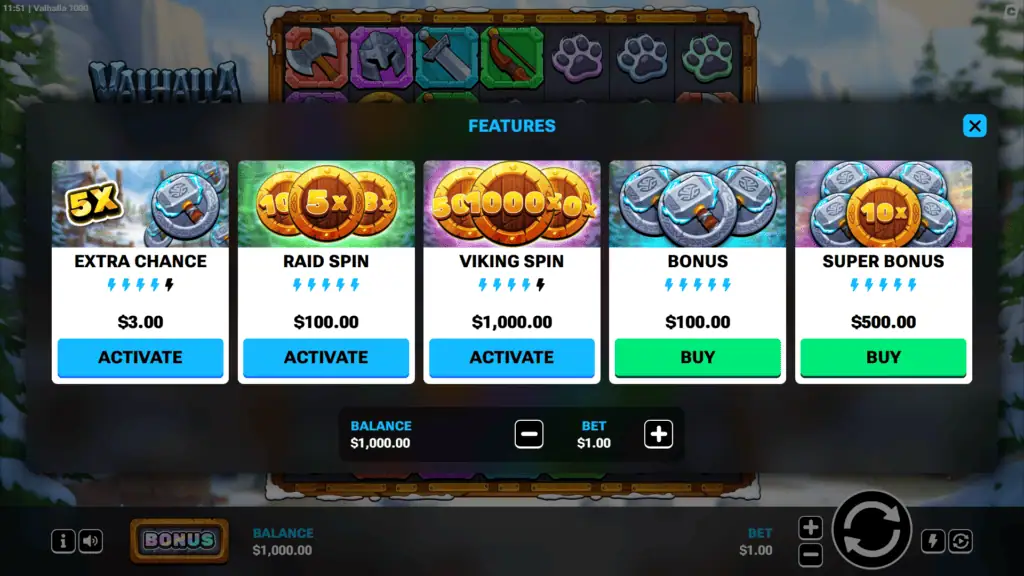 Colorfulplay valhalla 1000 bonus buy