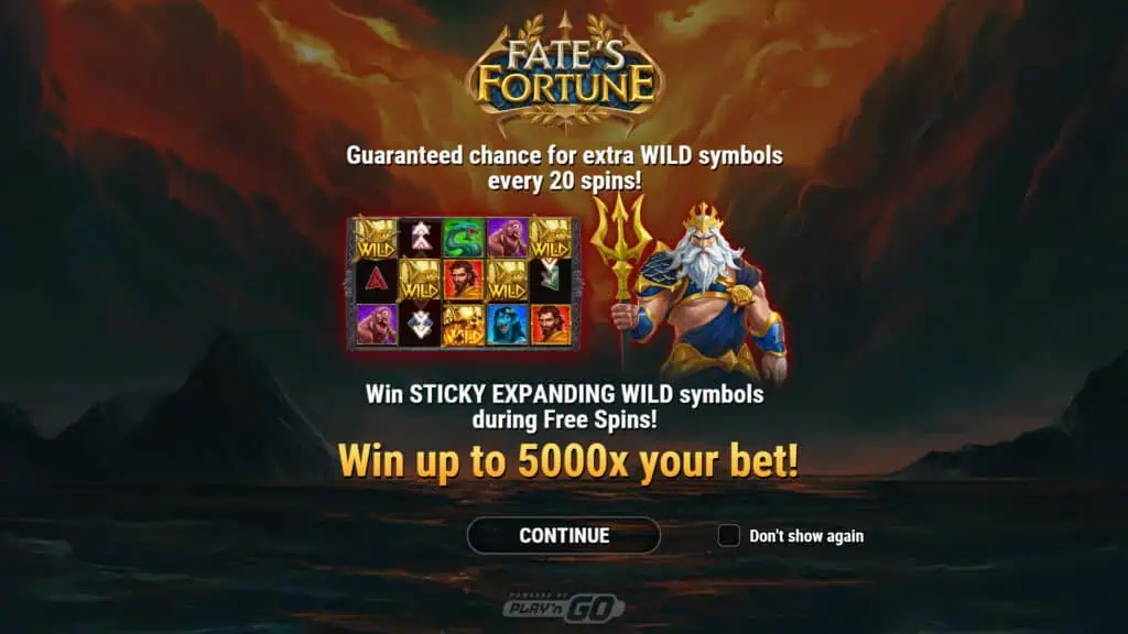 Fates Fortune slot intro screen