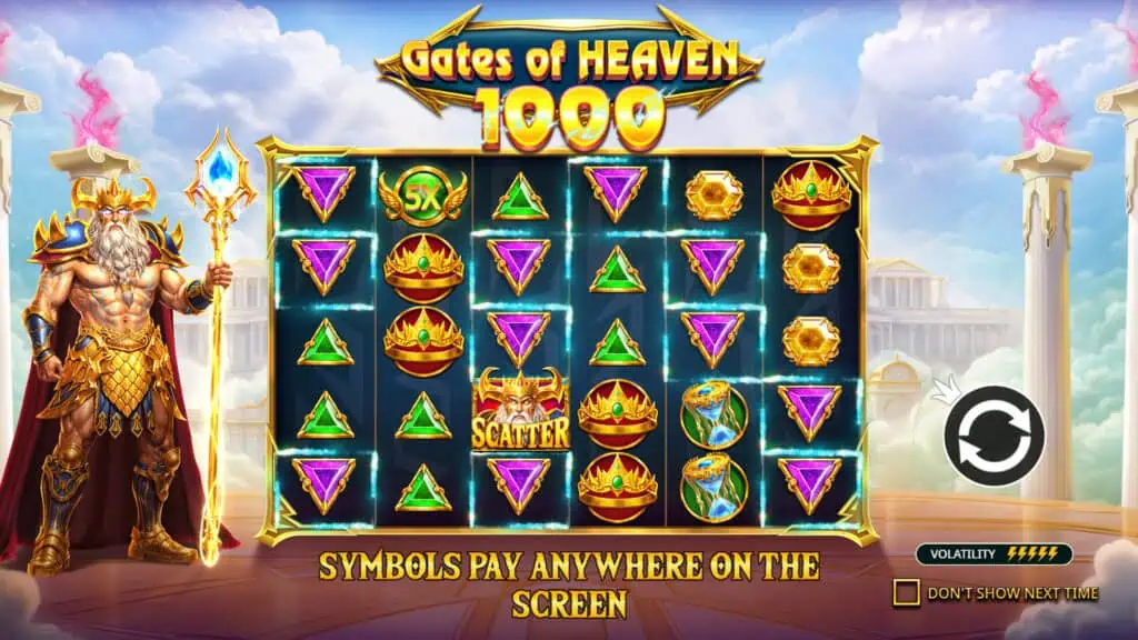 Gates of Heaven 1000 slot intro screen