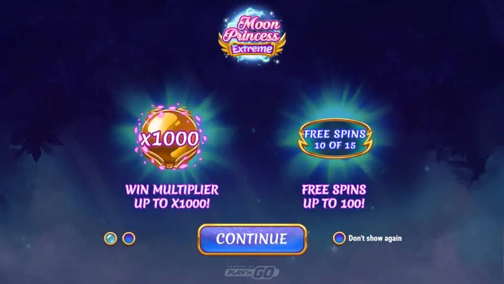 Moon Princess Extreme slot intro screen