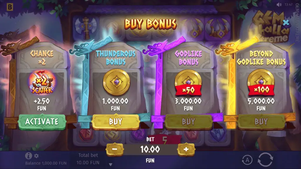Bgaming gemhalla extreme bonus buy