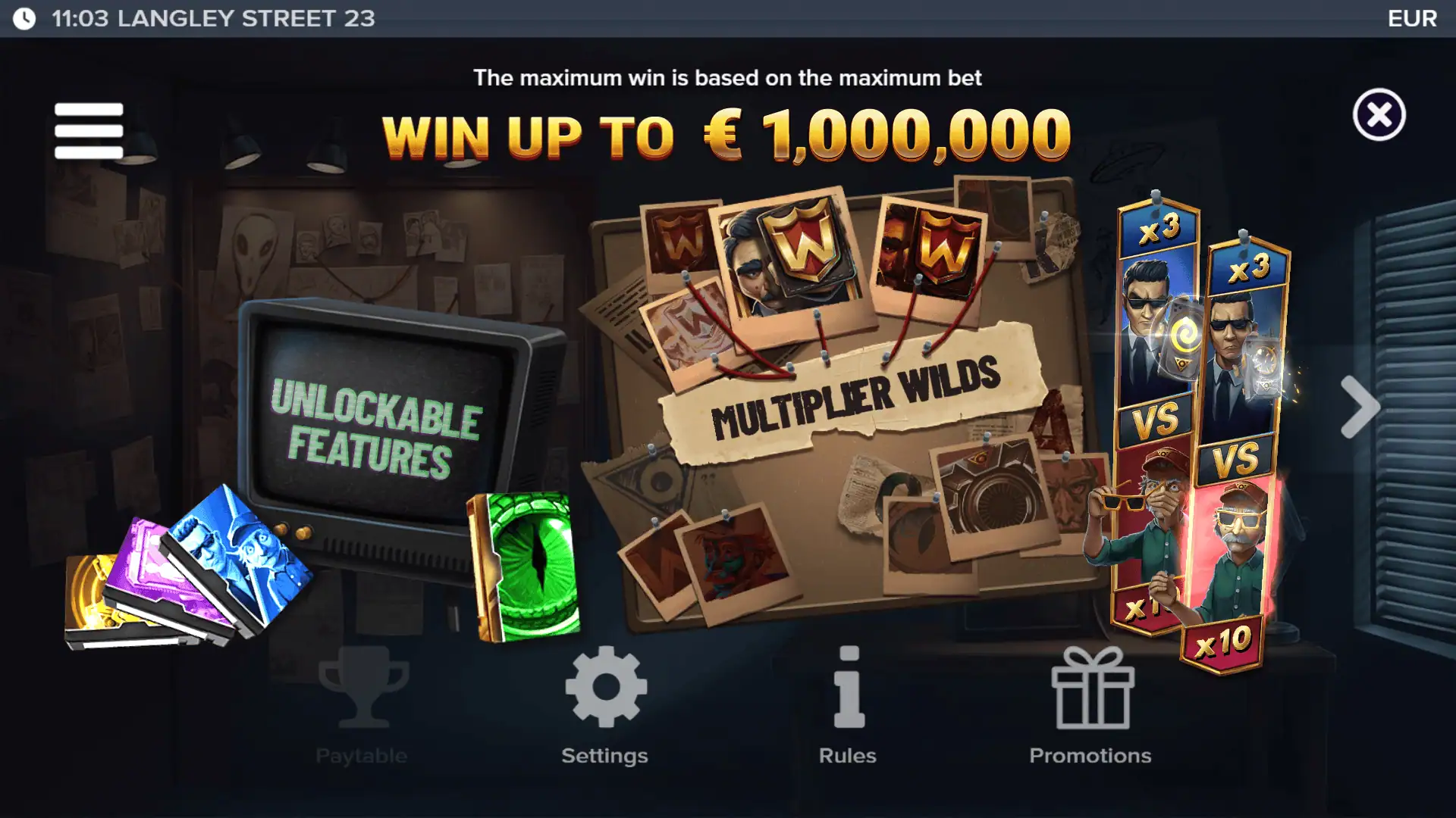 Langley Street 23 slot intro screen
